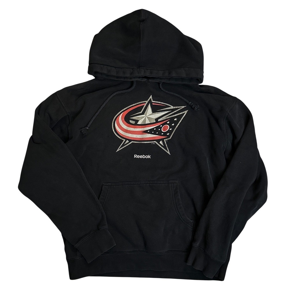 Reebok Columbus Blue Jackets NHL Hoodie Navy Blue Pullover Sweatshirt Mens Large